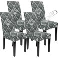 thumbnail image 1 of Dining Chair Covers 4 Pack, Waterproof Stretch Kitchen Room Chair Seat Cover Parson Chair Cushion Slipcovers Removable Seat Protector for Wedding Party Home Decor (Set of 4, Grey-Rhombus), 1 of 6