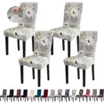 thumbnail image 1 of Dining Chair Covers, 4pcs Stretch Kitchen Chair Covers, Removable Washable Chair Slipcovers for Home, Hotel, Banquet (Grey Flower), 1 of 6
