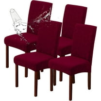 Dining Chair Covers, Chair Covers for Dining Room Stretch Chair Covers Chair Slipcover, for Dining Room Kitchen Chair Protector Cover, Removable, Washable (Wine Red, 4 Pack)