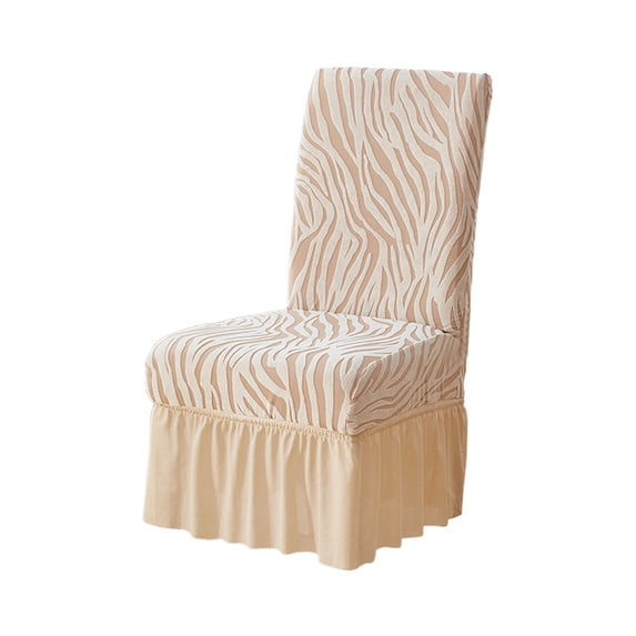 Dining Chair Covers Jacquard Skirted Slipcover Thickened Elastic Fabric Protector For Home Banquet Decoration Beige
