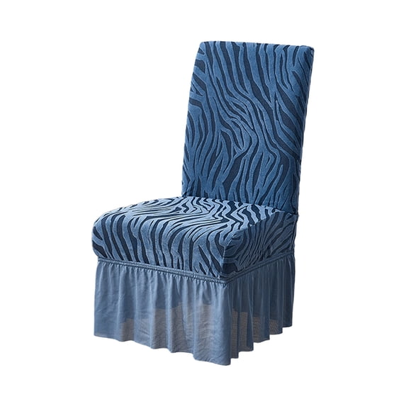 Dining Chair Covers Jacquard Skirted Slipcover Thickened Elastic Fabric Protector For Home Banquet Decoration Blue