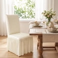 thumbnail image 1 of Dining Chair Covers with Ruffled Skirt Stretch Chair Cover with Skirt for Dorm Dining, Seat Protector Slipcover Super Fit Elastic Fabric Easy Install Design Parson Chair Slipcovers for Hotel Ceremony, 1 of 6