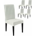 thumbnail image 1 of Dining Chair Covers Set of 4,Abstract Blue Geometric Stripe Universal Stretch Kitchen Seat Covers Parsons Chair Protector Slipcover for Home Restaurant Party Decor,Vintage Striped Beige Back, 1 of 6