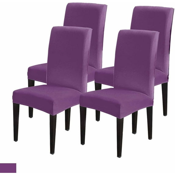 Dining Chair Covers Set of 4, Elegant Purple Halloween Stretch Parsons Chair Slipcovers Protector Removable Chair Covers for Dining Room Home Party Hotel Wedding Ceremony Banquet