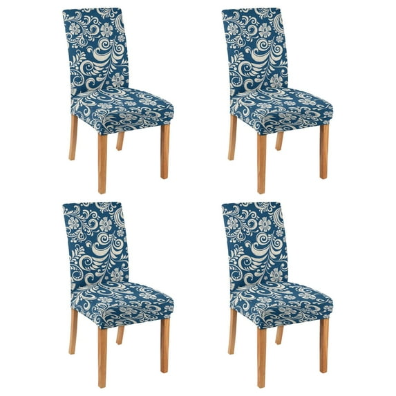 Dining Chair Covers Set of 4 Romantic Wildflower and Tropical Flower Print Washable Polyester Stretch Slipcovers Removable Protector for Bright Summer Decor