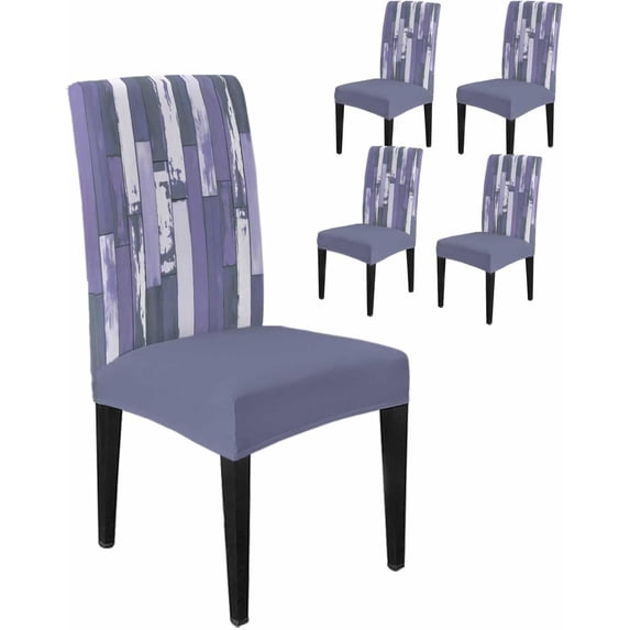 Dining Chair Covers Set of 4,Rustic Purple Ombre Wood Board Universal Stretch Kitchen Seat Covers Parsons Chair Protector Slipcover for Home Restaurant Party Decor,Vintage Shabby Style