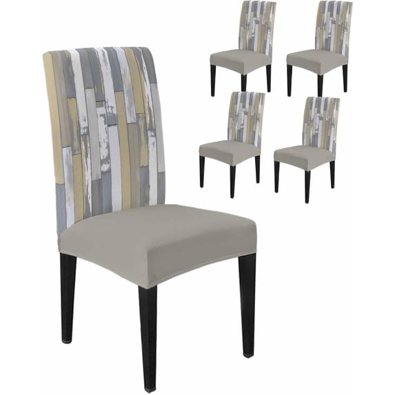 Dining Chair Covers Set of 4,Rustic Purple Ombre Wood Board Universal Stretch Kitchen Seat Covers Parsons Chair Protector Slipcover for Home Restaurant Party Decor,Vintage Shabby Style