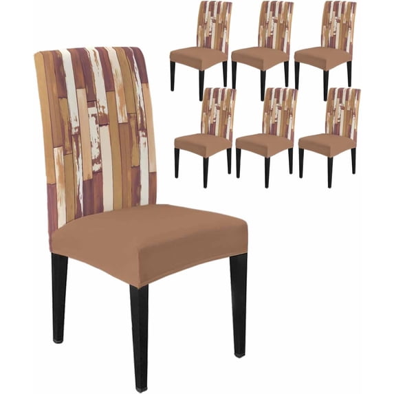Dining Chair Covers Set of 4,Rustic Purple Ombre Wood Board Universal Stretch Kitchen Seat Covers Parsons Chair Protector Slipcover for Home Restaurant Party Decor,Vintage Shabby Style