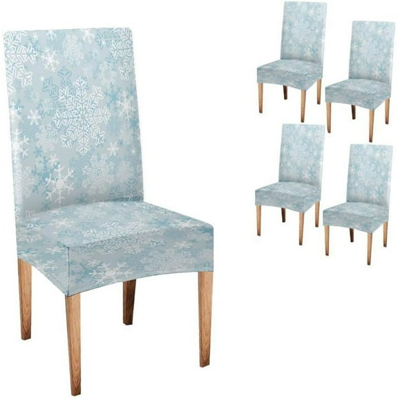 Dining Chair Covers Set of 4 Stretch Spandex Removable Washable Snowflake Kitchen Chair Protector Slipcovers for Living Room,Ceremony,Restaurant,Party