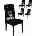 thumbnail image 1 of Dining Chair Covers Set of 4,Thanksgiving Pumpkin Fall Theme Universal Stretch Kitchen Seat Covers Parsons Chair Protector Slipcover for Home Restaurant Party Decor,Colorful Polka Dot on Black, 1 of 6