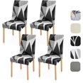thumbnail image 1 of Dining Chair Covers Set of 4, Washable Soft Polyester Seat Protertor, Removable Stretch Parsons Chair Slipcovers for Home, Hotel, Party, Geometry Black, 1 of 6