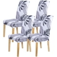 thumbnail image 1 of Dining Chair Covers Set of 4,Washable Spandex Parson Chair Slipcovers Kitchen Stretch Seat Cover Removable for Dining Room,Hotel,Restaurant(4PCS,White Foliage), 1 of 6