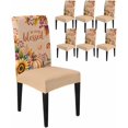 thumbnail image 1 of Dining Chair Covers Set of 6,Pumpkin Leaf on Orange Linen Universal Stretch Kitchen Seat Covers Parsons Chair Protector Slipcover for Home Restaurant Party Decor,Autumn Plant Thanksgiving Theme, 1 of 6