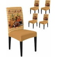 thumbnail image 1 of Dining Chair Covers Set of 6,Rustic Pastoral Sunflower Leaf Universal Stretch Kitchen Seat Covers Parsons Chair Protector Slipcover for Home Restaurant Party Decor,Fall Pumpkin Orange Check, 1 of 6