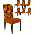thumbnail image 1 of Dining Chair Covers Set of 6,Thanksgiving Pumpkin Maple Leaf Universal Stretch Kitchen Seat Covers Parsons Chair Protector Slipcover for Home Restaurant Party Decor,Country Vintage Orange Plant, 1 of 6