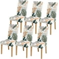 thumbnail image 1 of Dining Chair Covers Set of 6,Washable Spandex Parson Chair Slipcovers Kitchen Stretch Seat Cover Removable for Dining Room,Hotel,Restaurant(6PCS,Beige Eucalyptus), 1 of 6