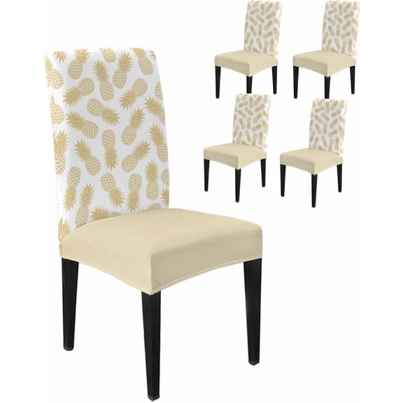 Dining Chair Covers Set of 8,Rustic Grey Pineapple Universal Stretch Kitchen Seat Covers Parsons Chair Protector Slipcover for Home Restaurant Party Decor,Seamless Farmhouse Fruit Theme