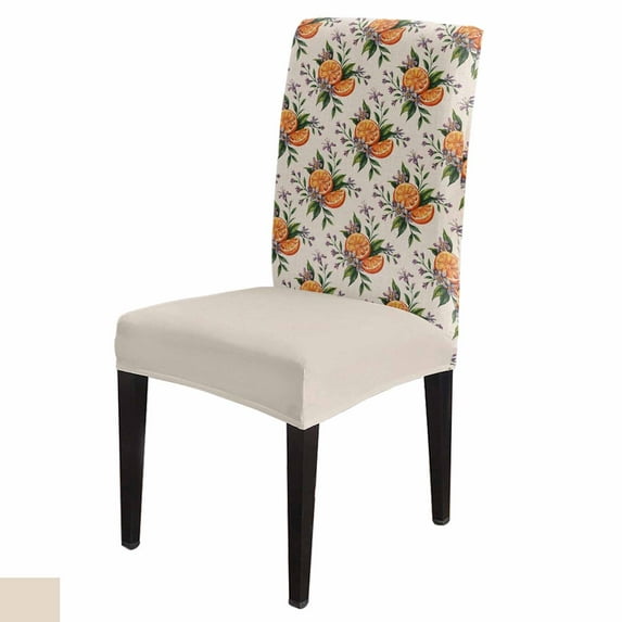 Dining Chair Covers Set of 8 Summer Vintage Lemon Watercolor Style Linen Texture Stretch Parsons Chair Slipcovers Removable Washable Chair Cover Protector for Kitchen Dining Room Hotel