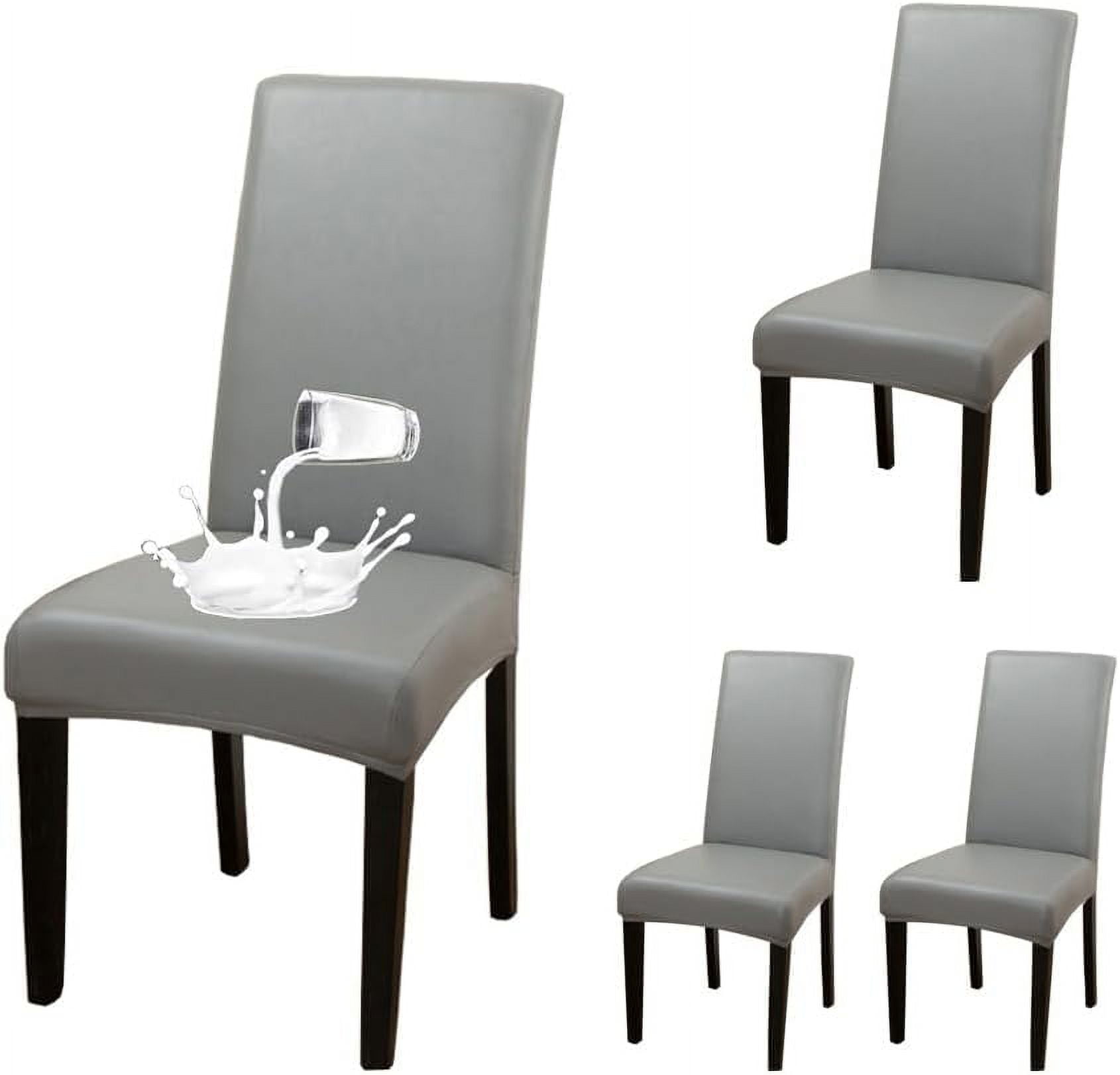 Dining Chair Covers Set of 4, Waterproof PU Leather Chair Slipcovers,Removable Washable Kitchen