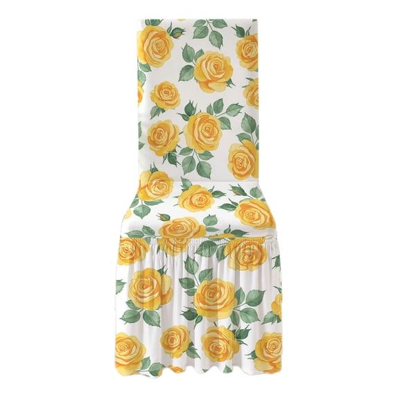 Dining Chair Covers with Skirt Stretch Dining Chair Cover with Printed Design Removable Long Ruffled Skirt Chairs Slipcovers for Kitchen Banquet Wedding