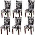 thumbnail image 1 of Dining Chair Covers, Stretch Removable Washable Dining Chair Protector Cover Seat Slipcover for Hotel, Dining Room, Ceremony, Banquet Wedding Party (Black/Grey, 6 PCS), 1 of 6
