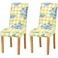 thumbnail image 1 of Dining Chair Covers Yellow Gingham Checkered Chair Slipcovers Washable Removable Chair Cover Protector for Home, Restaurant, Hotel, Ceremony, Banquet Wedding Party 4PCS, 1 of 6