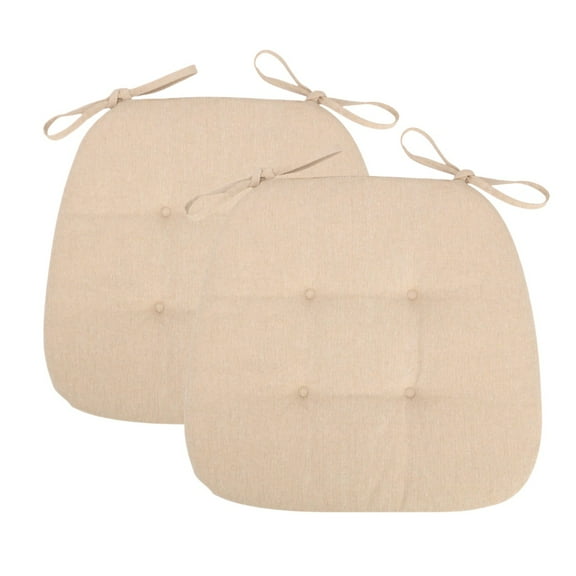 Dining Chair Cushions Set of 2, Indoor Chair Pads with Ties, 16.92" x 16.14" x 0.98", Beige