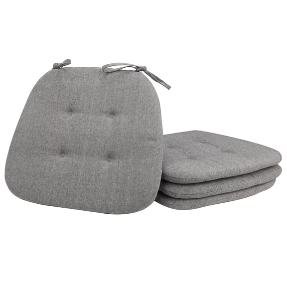Dining Chair Cushions Set of 4, Indoor Chair Pads with Ties, 16.92" x 16.14" x 0.98", Black