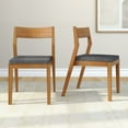 thumbnail image 1 of Plank+Beam Solid Wood Dining Chair Frame (2 Pack), Pecan with Graphite Cushion, 1 of 9