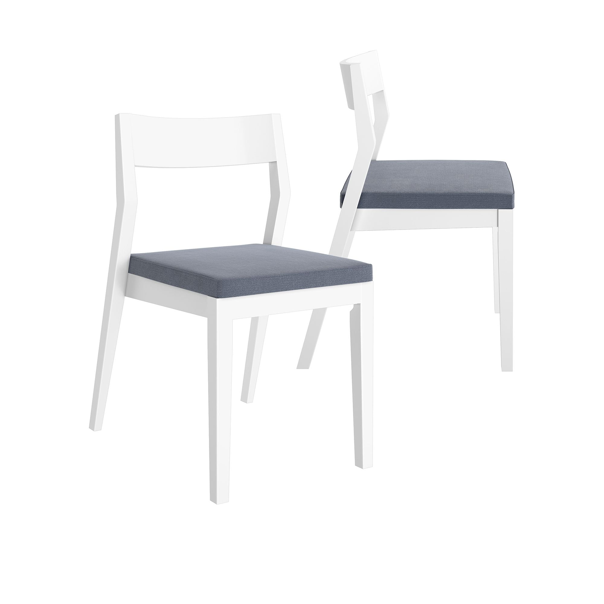 White and Slate Upholstered Wood Dining Chair Set