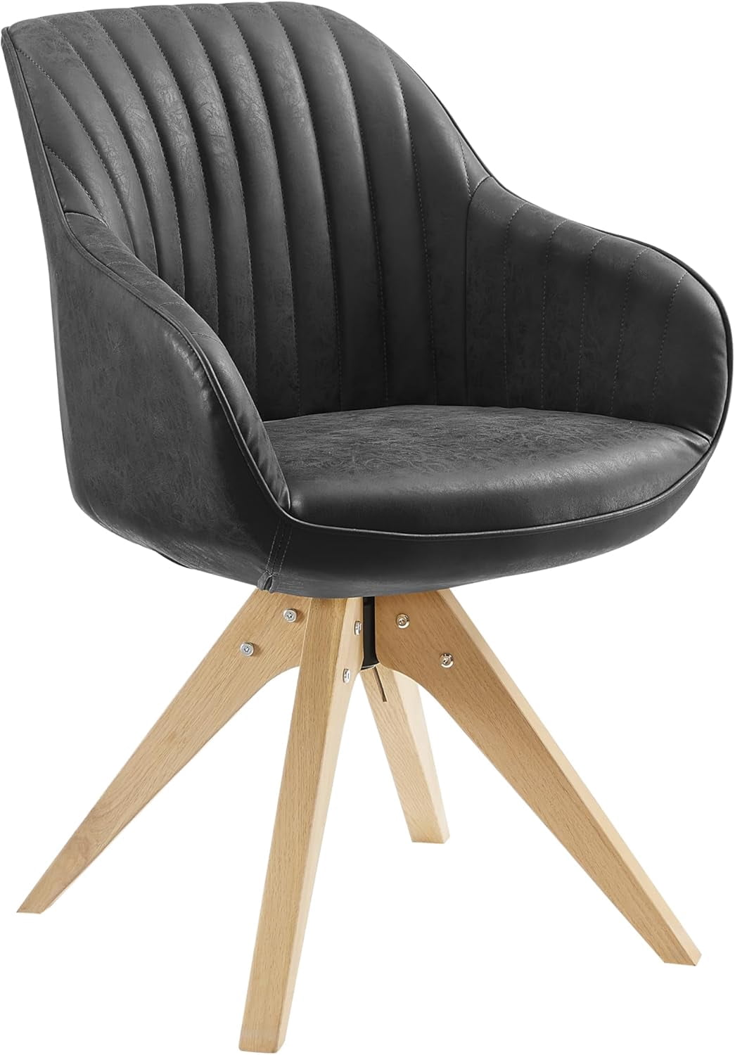 Dining Chair Mid Century Modern Faux Leather Upholstered Swivel Dining ...