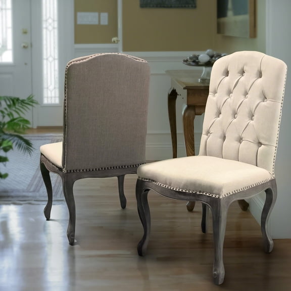 Dining Chair Of 2 - Beige, Back, Wood Base Chairs In Beige Contemporary Chair, Build