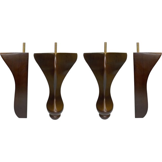 Dining Chair Replacement Legs, Walnut Finish, 8.5" Inch Height, Front