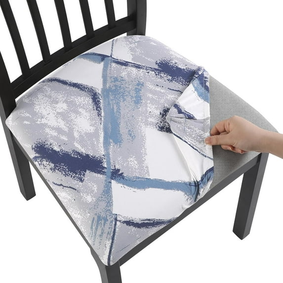Dining Chair Seat Covers Set of 6, Stretch Printed Seat Covers for Dining Room Chairs, Soft Removable Washable Chair Seat Protector Seat Cushion Slipcovers for Kitchen, Office