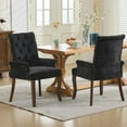 thumbnail image 1 of Dining Chair Set of 2, Legahome Mid Century Accent Chairs with Button Tufted & Curved Wooden Legs, Chenille Upholstered Arm Chair Accent Chair, Kitchen & Dining Room Chairs Set, Black, 1 of 9