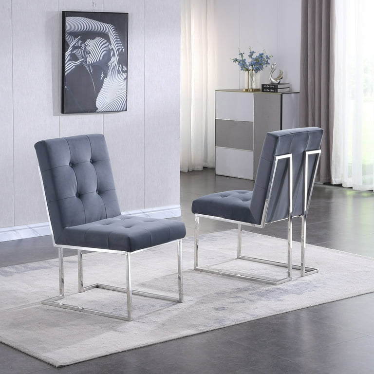Dining Chair Set of 2, Linen Upholstered Accent Chairs with Tufted