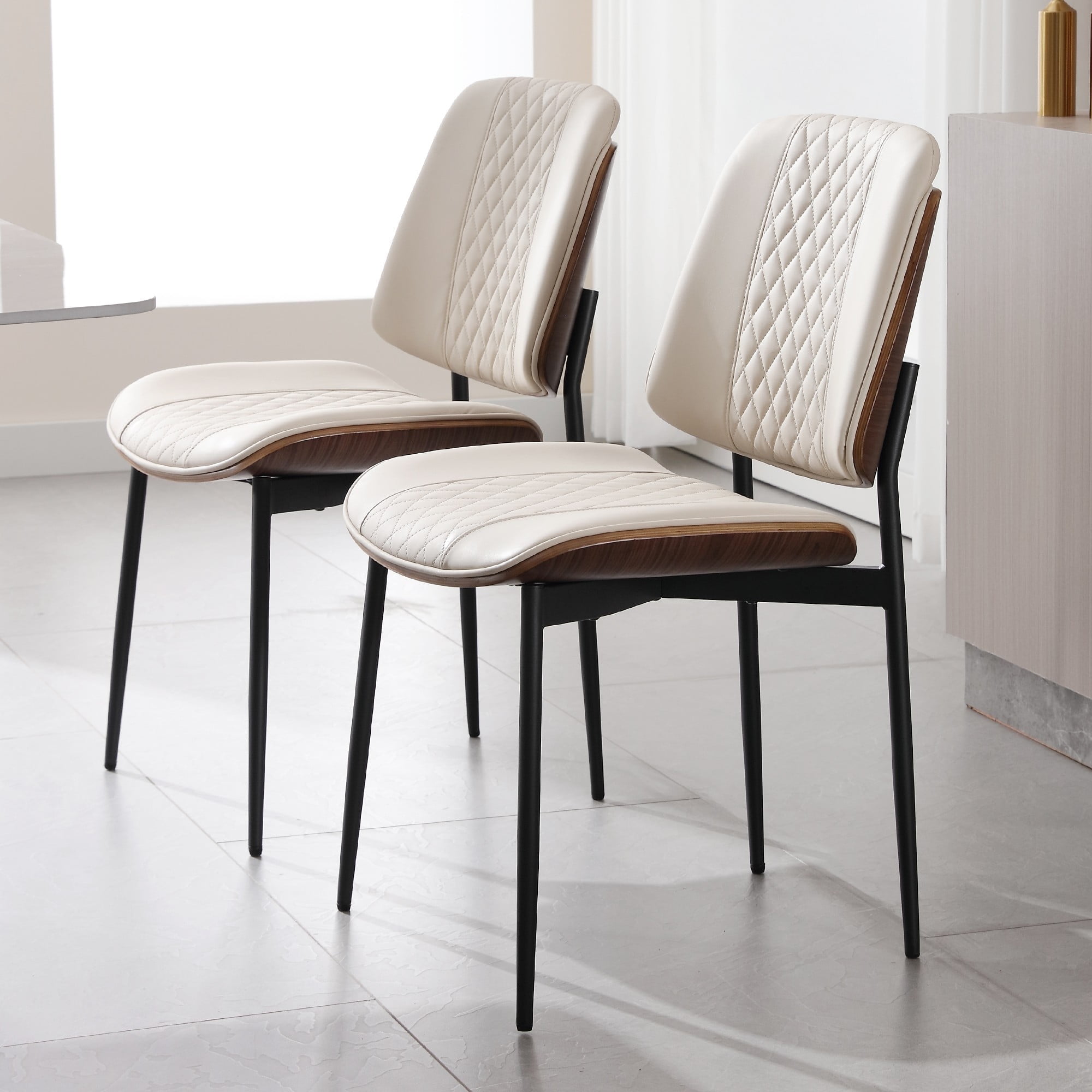 Set of 2 Modern Dining Chairs with Backrest