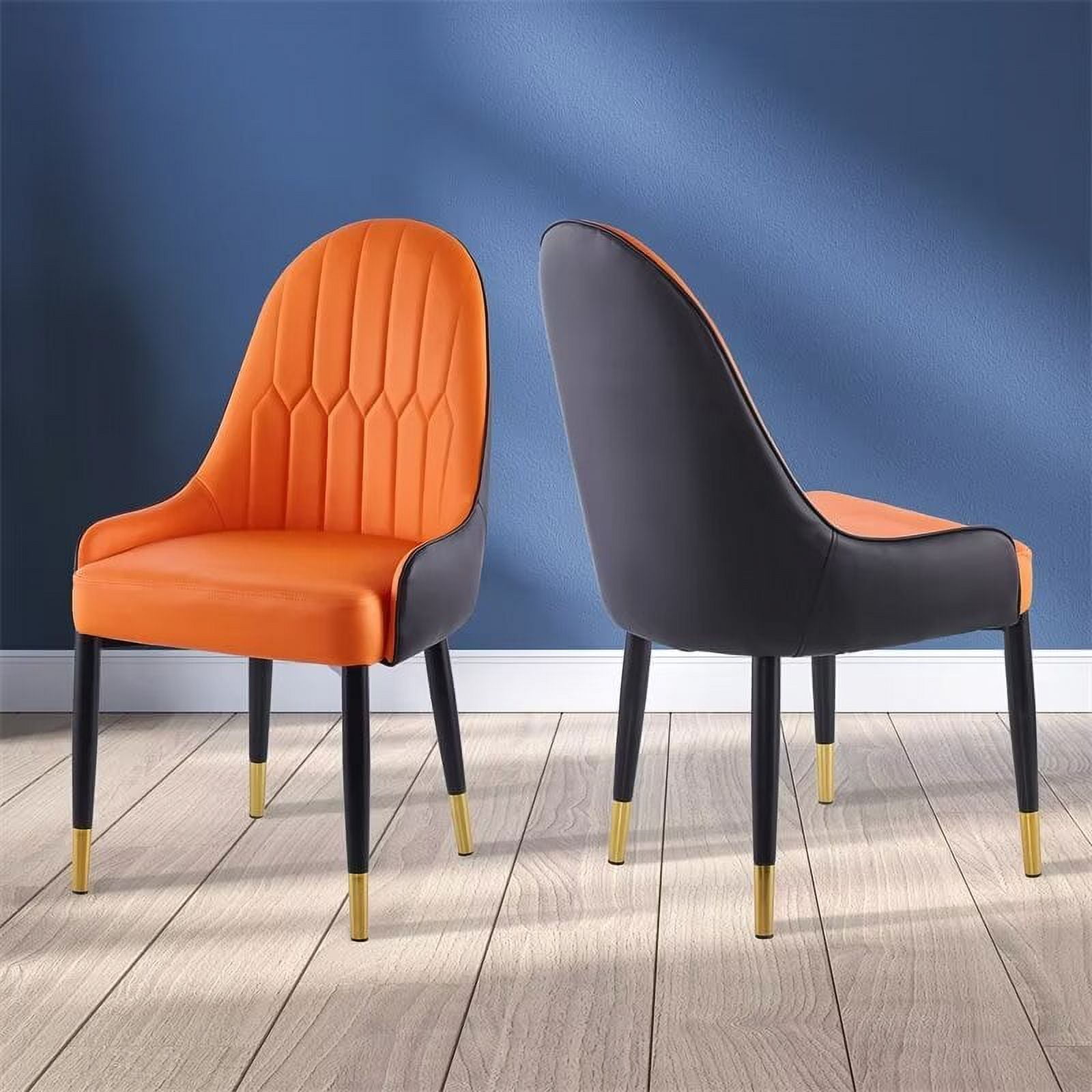 Dining Chair Set of 2, Modern Leather Upholstered Accent Dining Room ...