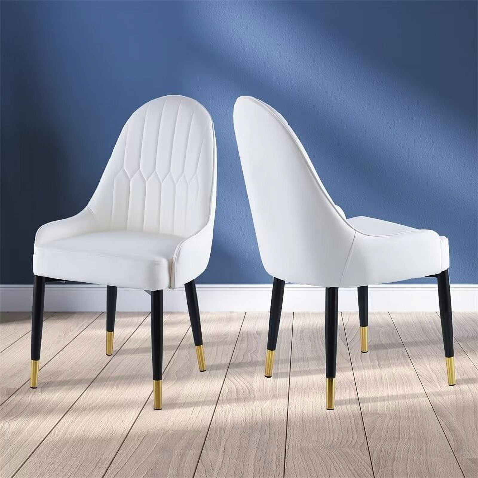 Dining Chair Set of 2, Modern Leather Upholstered Accent Dining Room ...