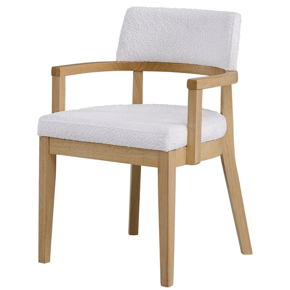 Dining Chair Set of 2, Oak Wood Side Chairs with Padded Gorge Fabric Seats, Integrated Armrests and Straight Backrest for Dining Room, 31.89"H x 23.03"W x 21.85"D, Minimalist Style