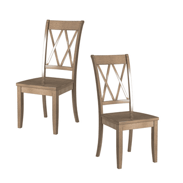 Dining Chair Set of 2, Rustic Pine Veneer Side Chairs with Double-X High Back Design, Armless High Back Chair For Dining Room Living Room Kitchen, Brown