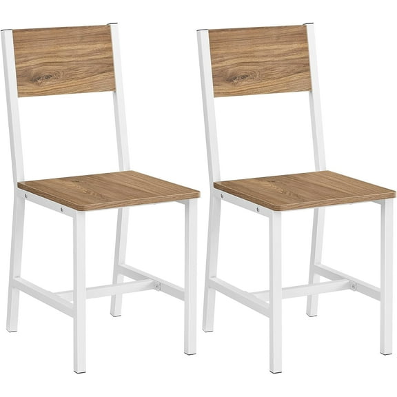 Dining Chair Set of 2, Rustic Wood Chairs with Metal Steel Frame, Easy to Assemble, Comfortable Seat, Modern Farmhouse Chair for Kitchen, Bedroom, Living Room