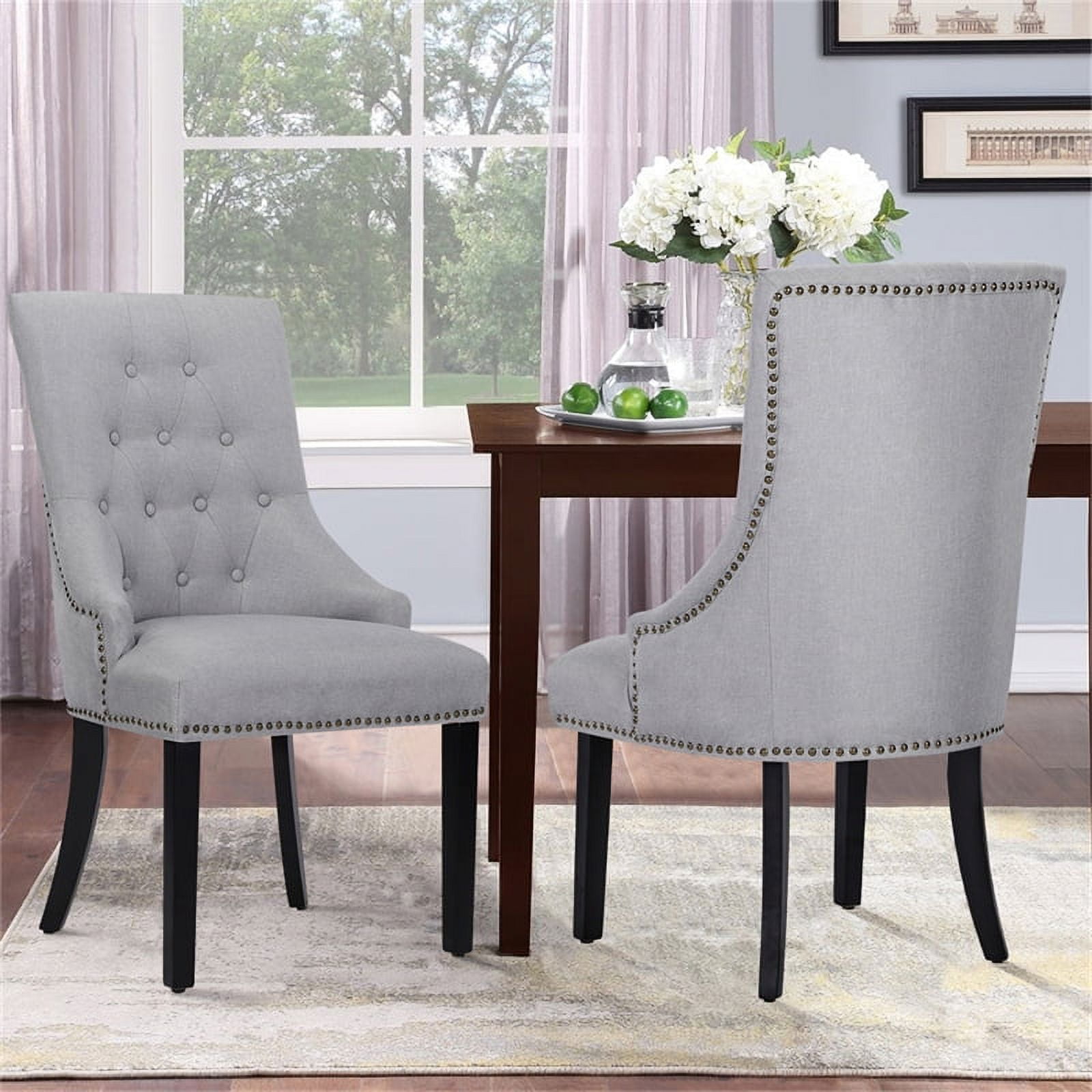 Dining Chair Set of 2, Simple and Fashionable Linen Fabric Chair with
