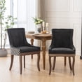 thumbnail image 1 of Dining Chair Set of 2, Upholstered Side Chair with Solid Wood legs, 2-Piece Accent Single Chair with Swoop Arm and Curved Back for Kitchen Dining Room, 1 of 8