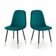 thumbnail image 1 of Dining Chair Set of 4, Velvet Accent Chairs Kitchen Armless Side Chairs with Golden Metal Legs & Tufted Backrest, Leisure Chairs Club Chairs Reading Chairs for Living Room Restaurant, Dark Green, 1 of 6