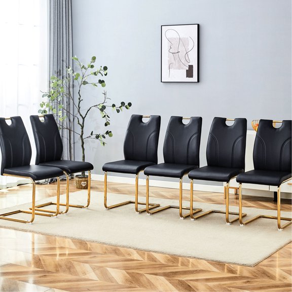 Dining Chair Set | Elegant Seating in Multiple Environments | Soft PU Leather and Sturdy Metal Legs | Anti - Slip Feature for Floor Safety