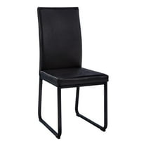 Dining Chair, Set Of 2, Side, Upholstered, Kitchen, Dining Room, Pu Leather Look, Metal, Black, Contemporary, Modern