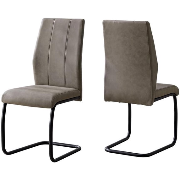 DINING CHAIR - 2PCS / 39"H / TAUPE FABRIC / BLACK METAL