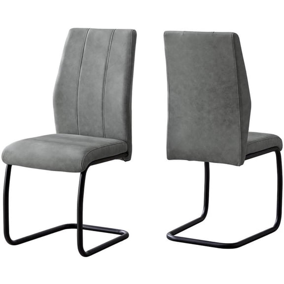 DINING CHAIR - 2PCS / 39"H / GREY FABRIC / BLACK METAL