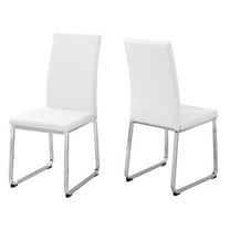 Monarch Faux Leather Dining Chair in White and Chrome (Set of 2)